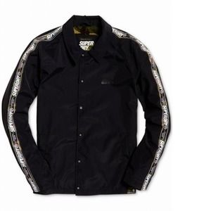 Superdry Black Lightweight Coach Jacket with Branded Sleeve Tape
